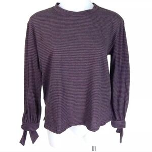 Sundry Tie Cuff Striped Long Sleeve Tee